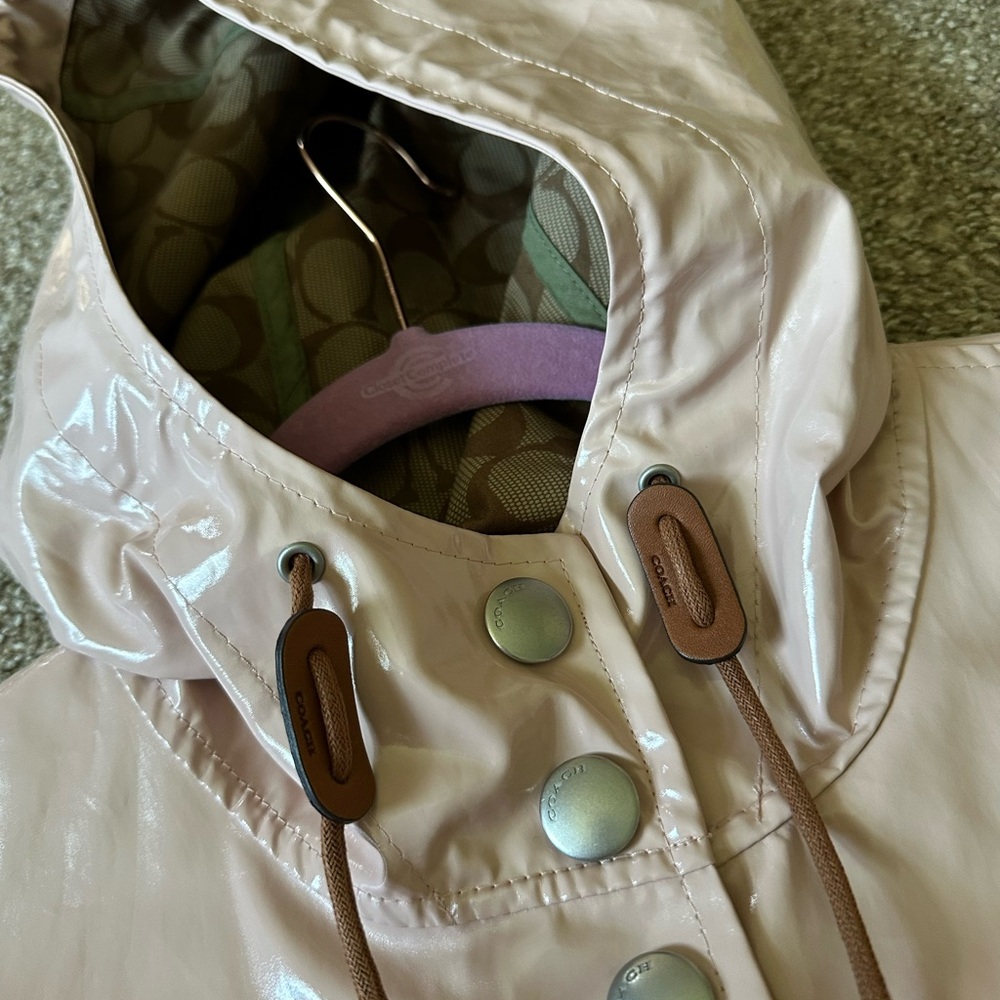 Coach Shiny Tan Hooded Raincoat - Picture 4 of 13